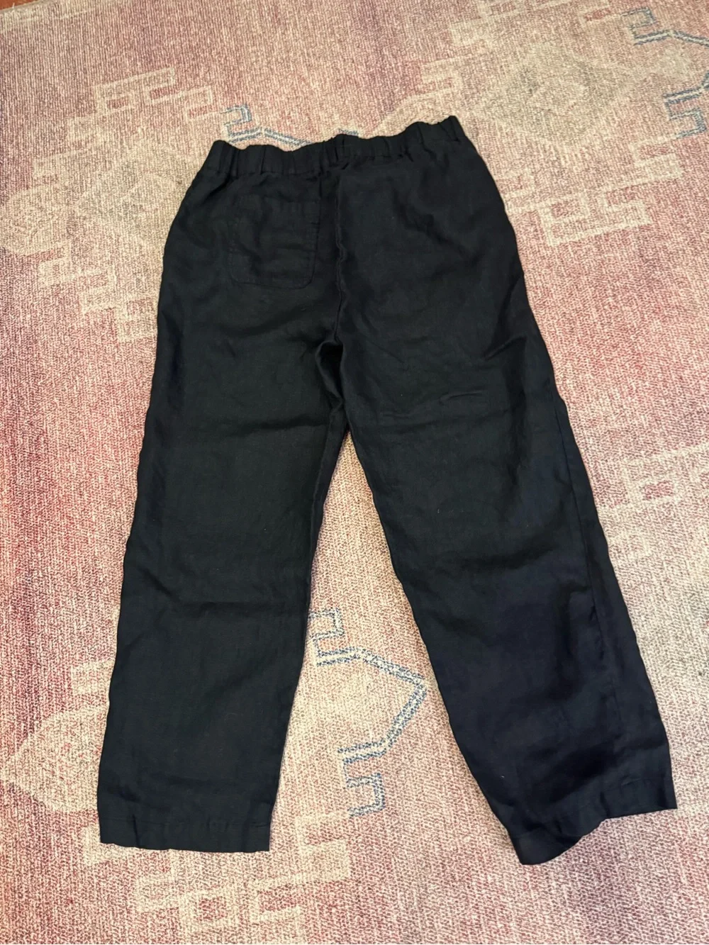 Quince black linen pull on pants size small petite like new